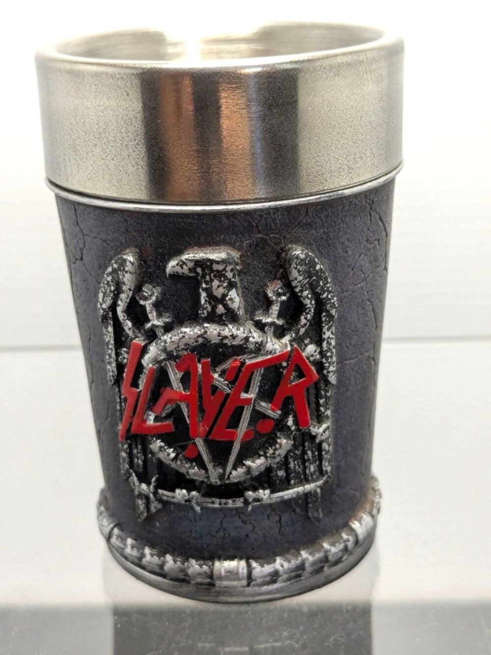 Slayer Eagle Shot Glass Resin Exterior Stainless Steel Insert 4 " Licensed